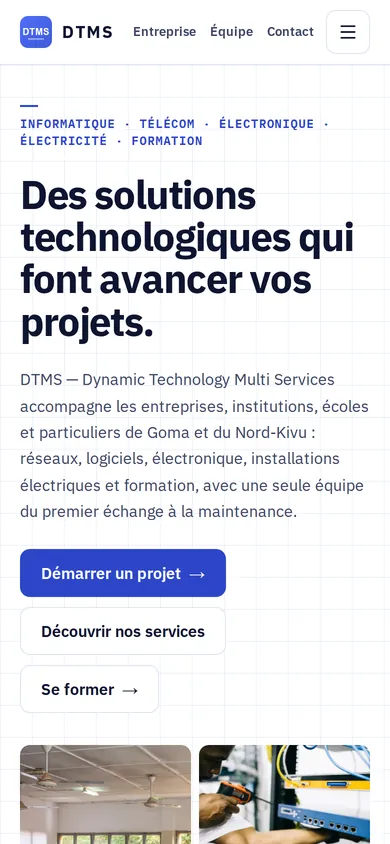 DTMS home page on a phone